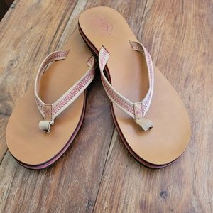 REEF Womens Sandles Flip Flops layered Sunset Color Sole Arch Support Size 9